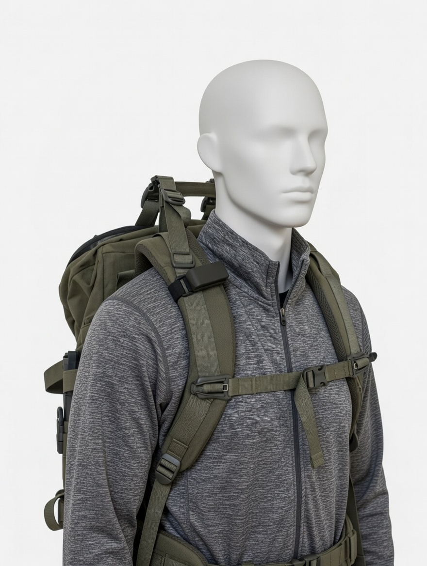 Sling Hook attached to backpack shoulder strap